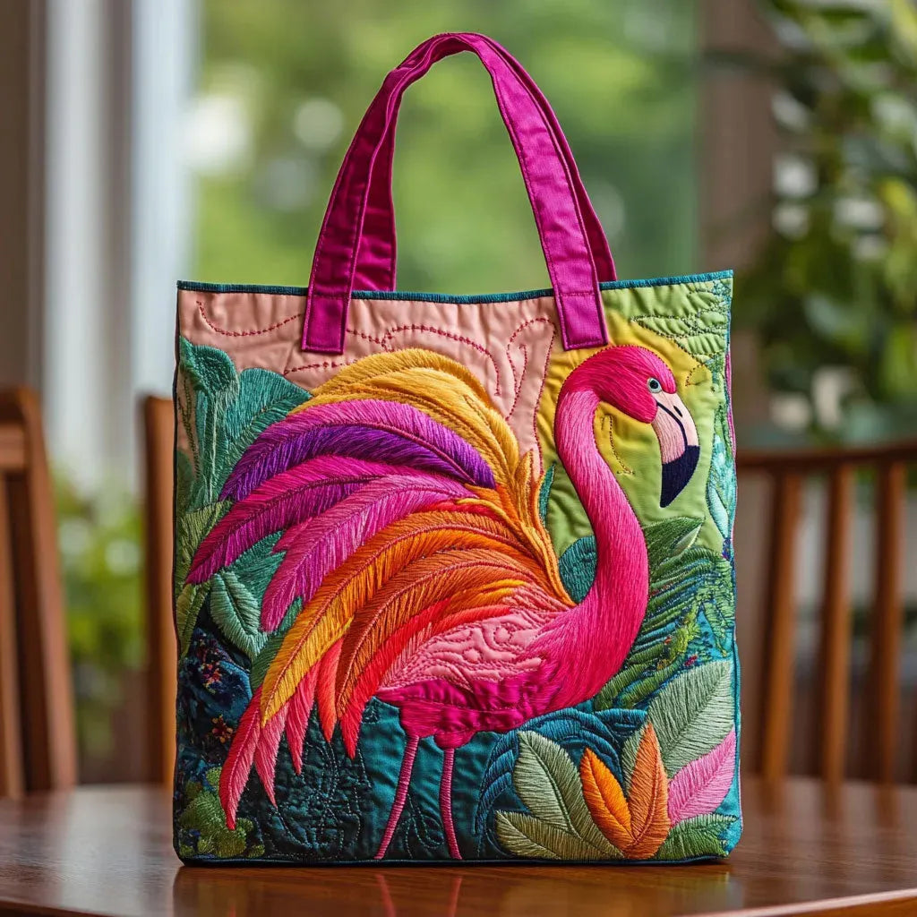 Gesteppte Tasche Regenbogen Flamingo