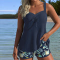 Lana | Gestreifter Tankini mit Strandshorts, zweiteilig