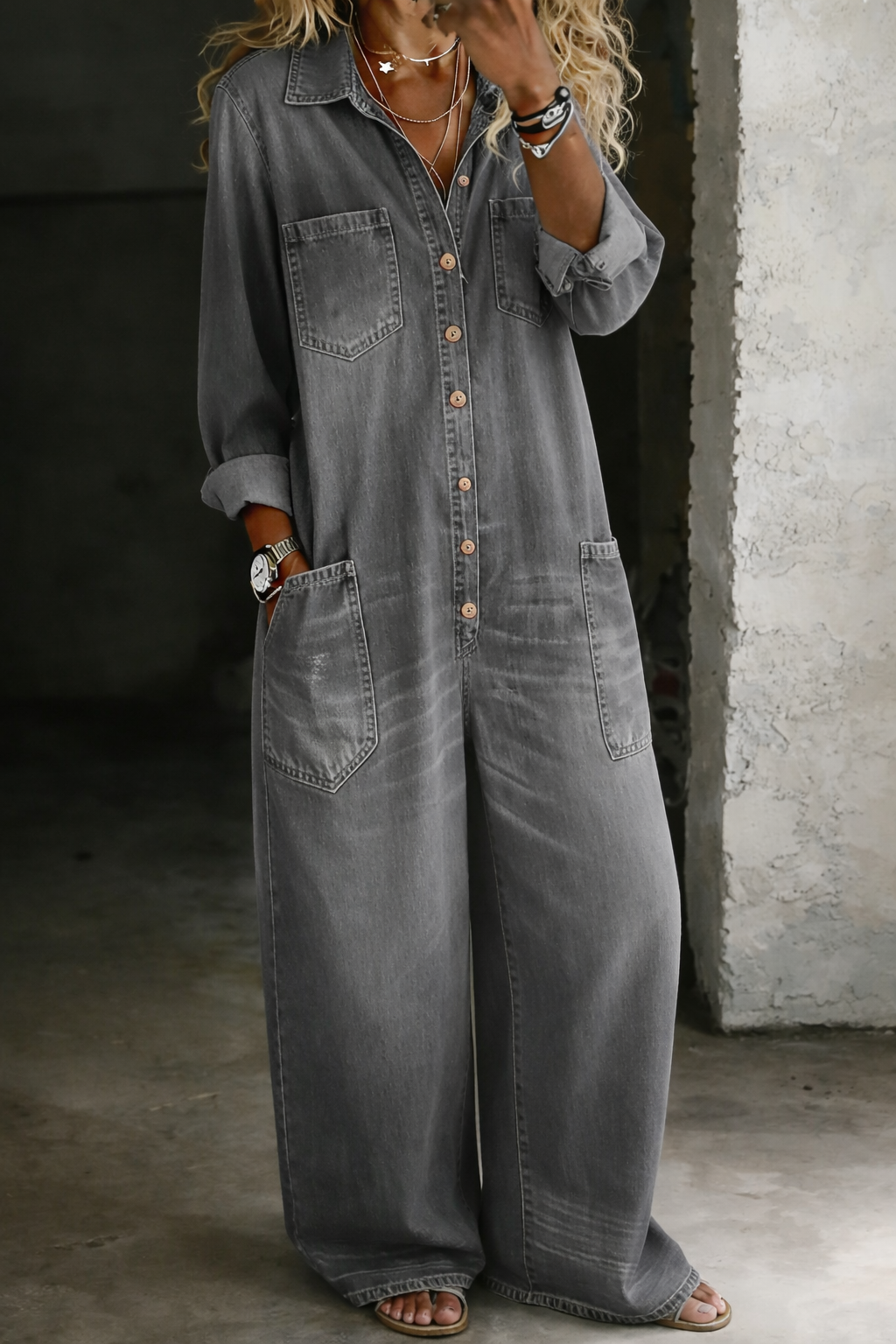 Ivy | Zweiteiliges Set aus weichem gewaschenem Vintage-Denim