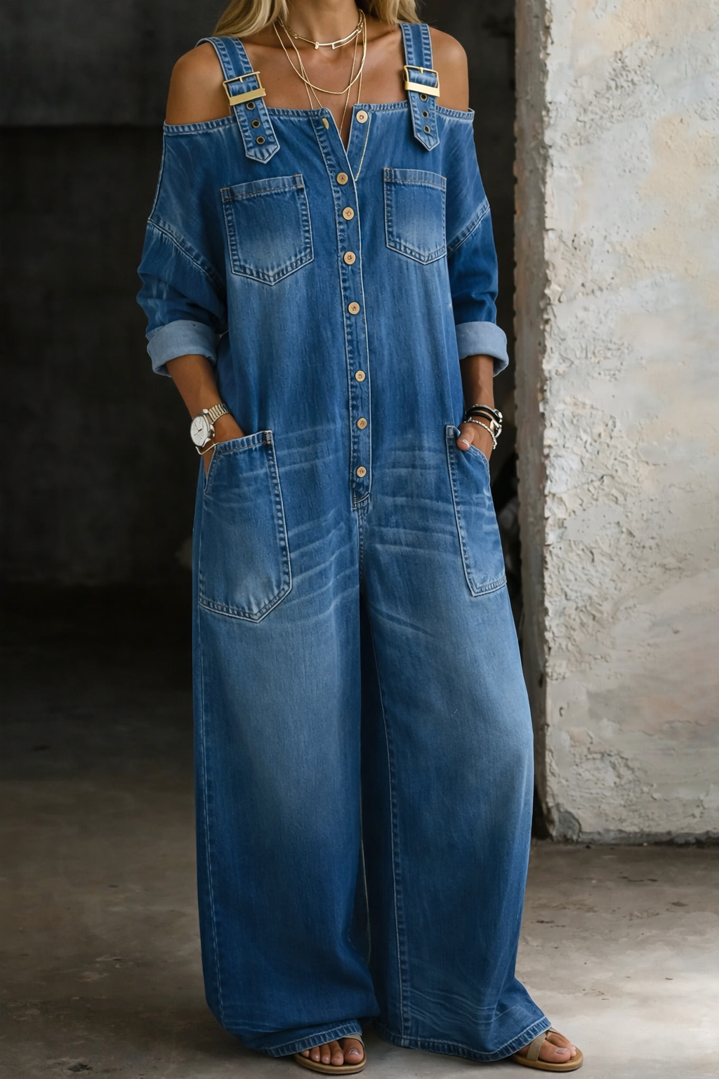 Mae | Weiche Vintage-Latzhose aus Denim mit verstellbaren Trägern