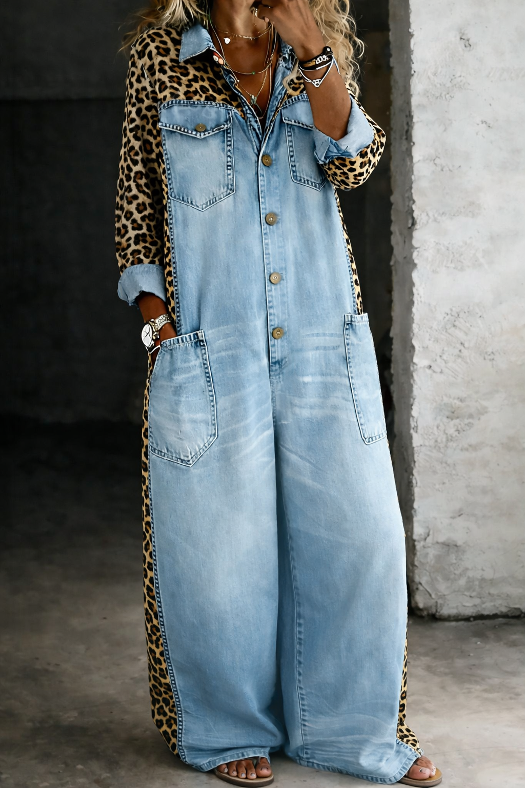 Sophie | Lässiger weiter Denim-Jumpsuit