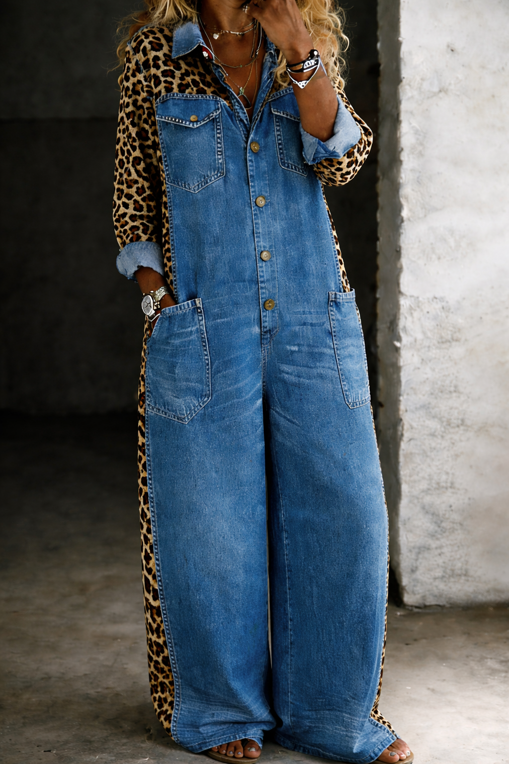 Sophie | Lässiger weiter Denim-Jumpsuit