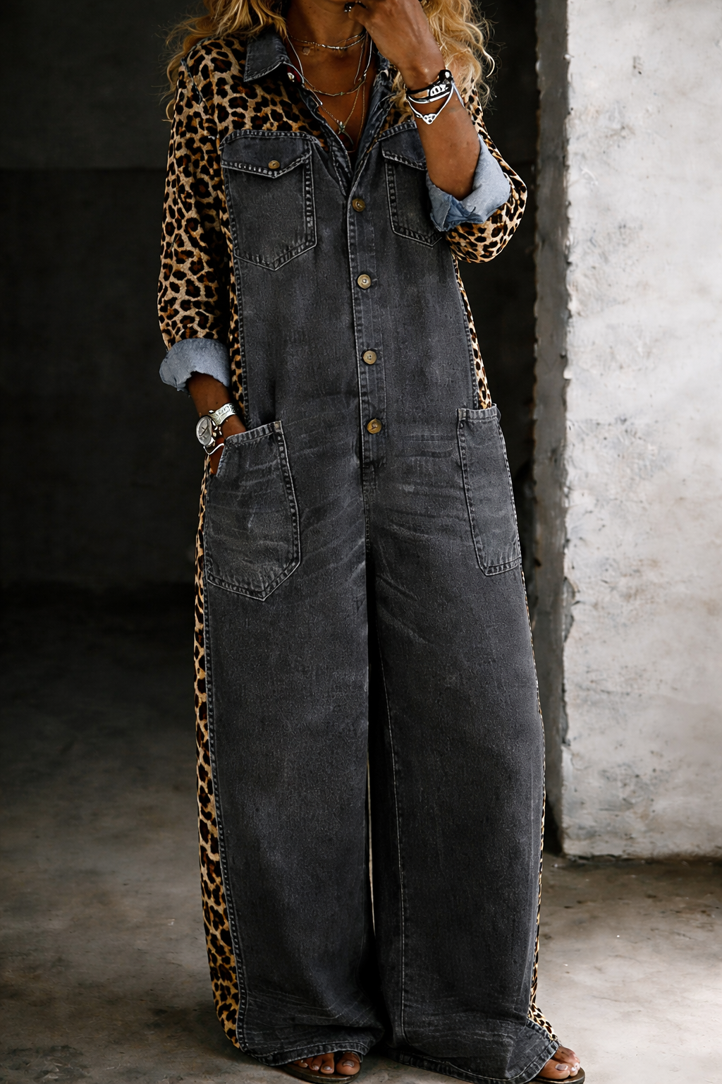 Sophie | Lässiger weiter Denim-Jumpsuit