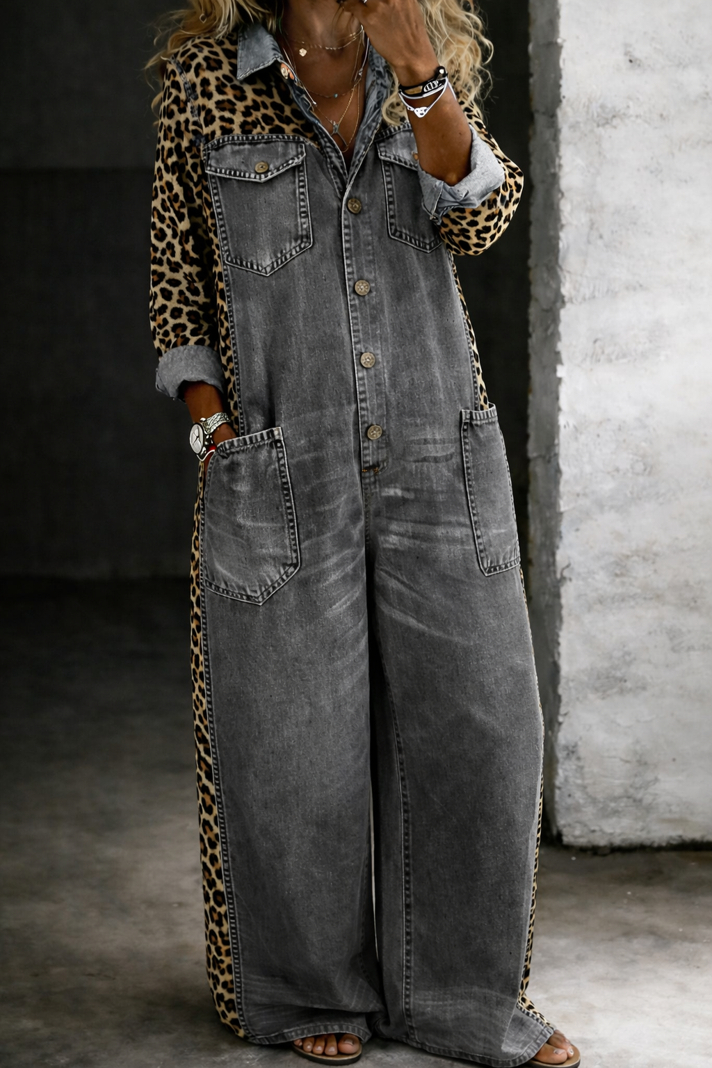 Sophie | Lässiger weiter Denim-Jumpsuit