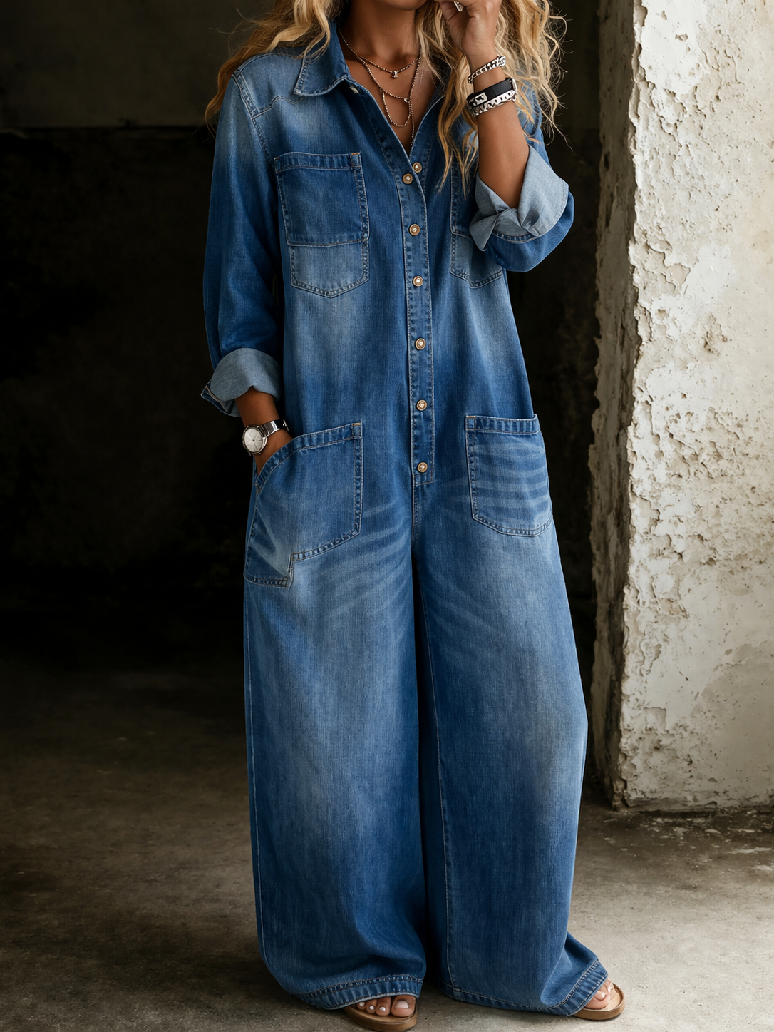 Ivy | Zweiteiliges Set aus weichem gewaschenem Vintage-Denim