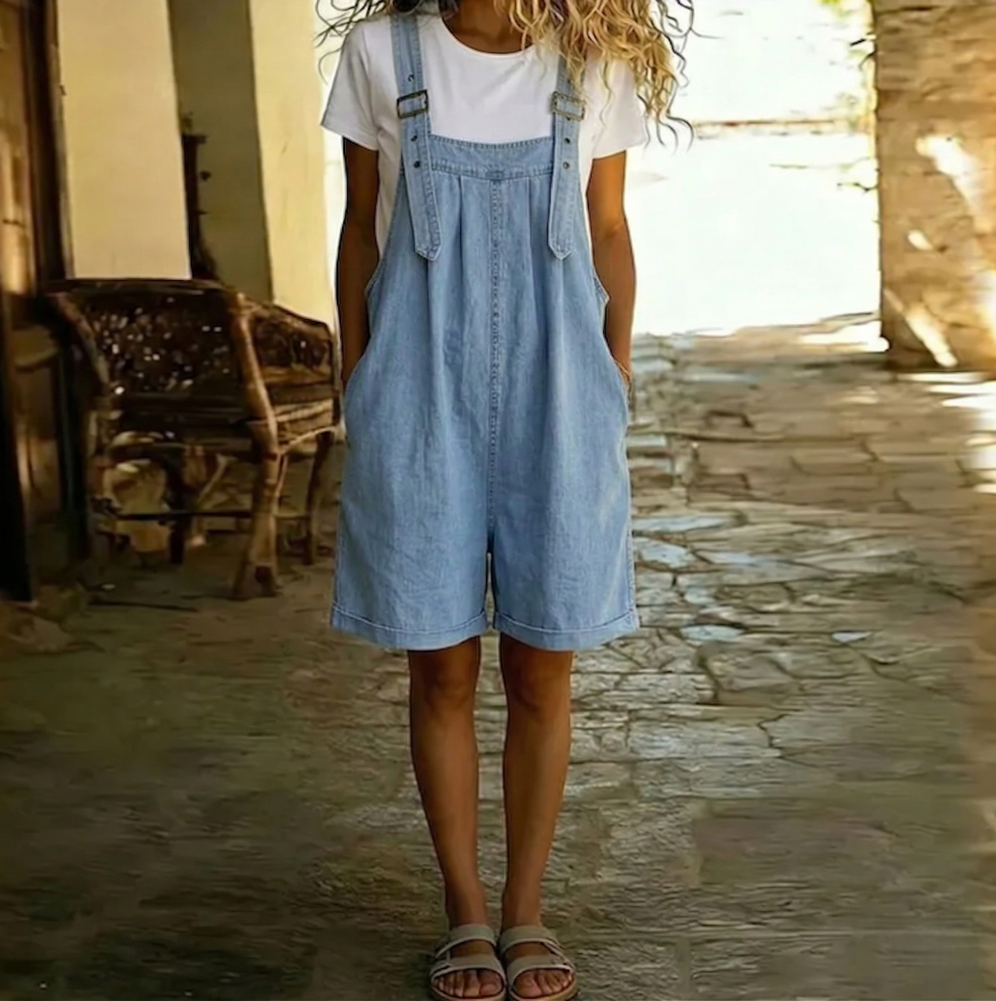 Brooklyn | Denimkleid mit Blumenkragen