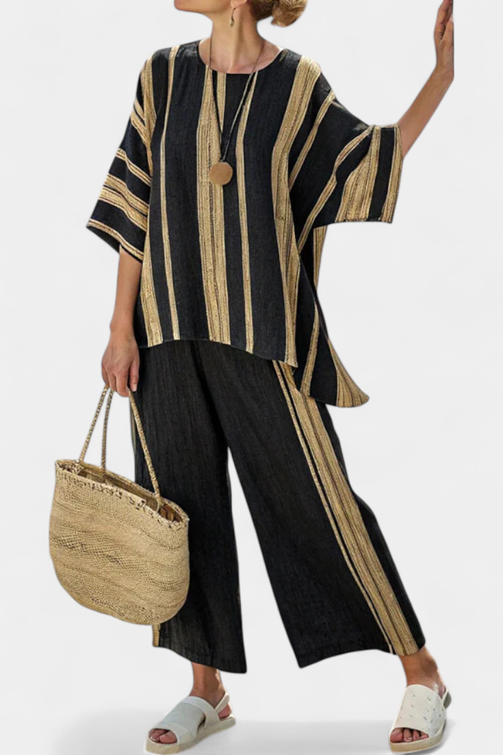 Isa – Bequemes Oversized Gestreiftes Top & Entspannte Hose