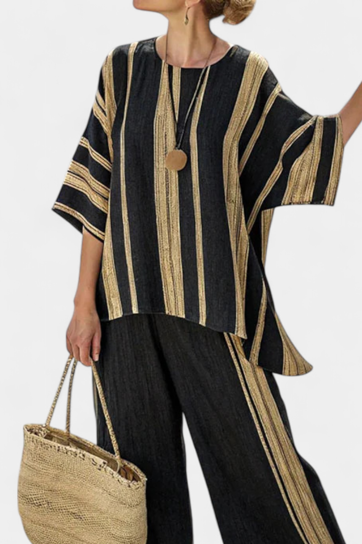 Isa – Bequemes Oversized Gestreiftes Top & Entspannte Hose