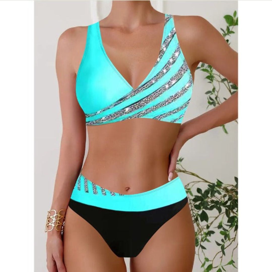 Zoë – Bedrucktes Bikini-Oberteil im Halterstil