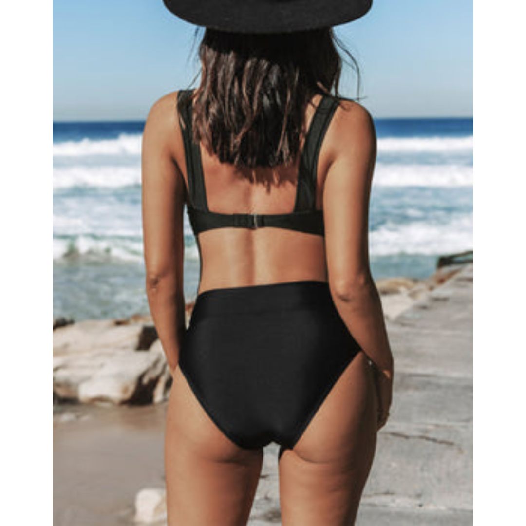 Hilde – Einfarbiger Badeanzug mit hoher Taille