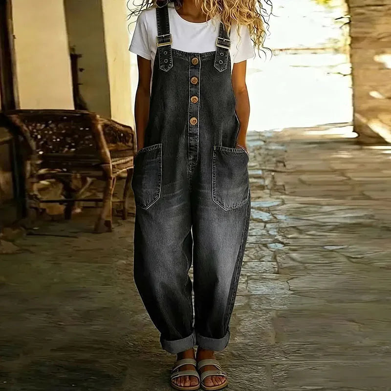 Joan | Kurze Vintage-Latzhose aus Baumwoll-Denim