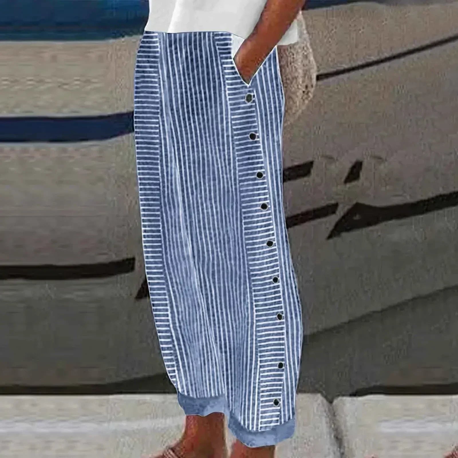 Sharon – Gestreifte Seabreeze-Hose mit Knopfleiste