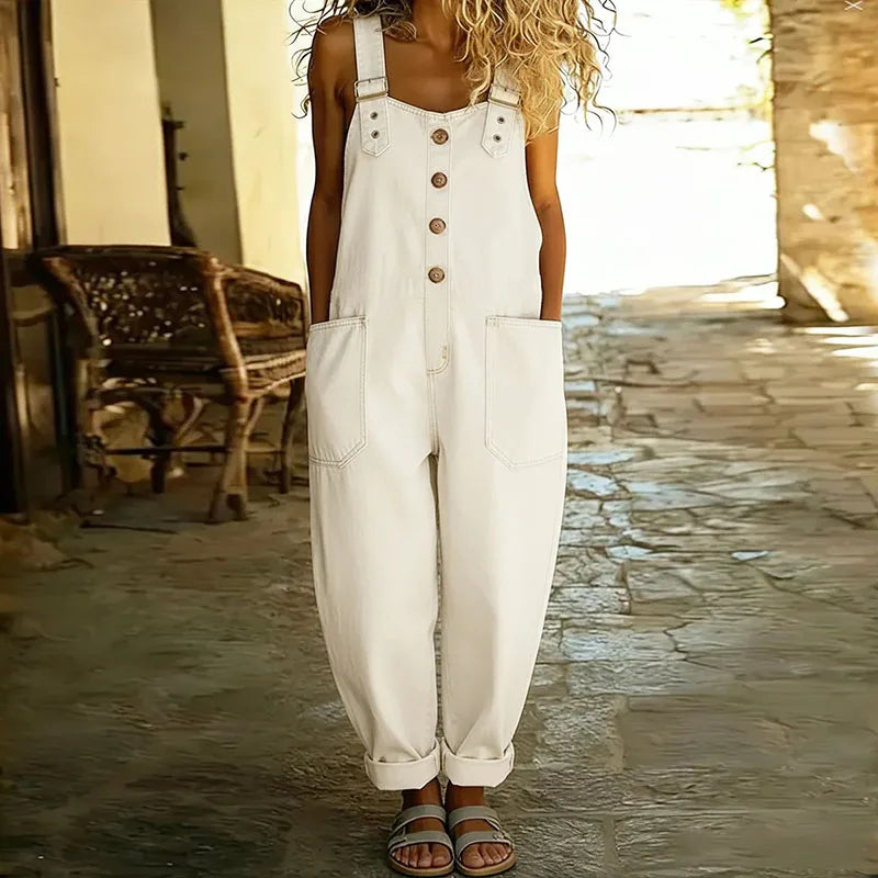 Joan | Kurze Vintage-Latzhose aus Baumwoll-Denim