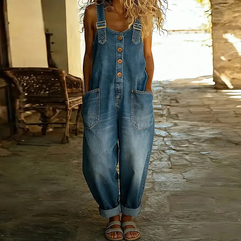 Joan | Kurze Vintage-Latzhose aus Baumwoll-Denim