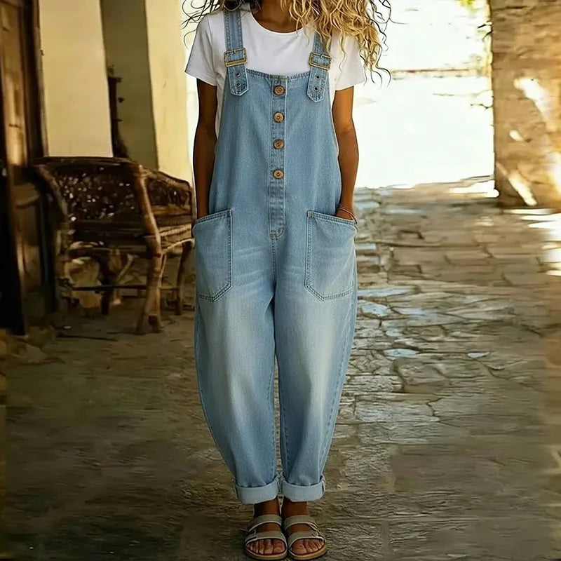 Joan | Kurze Vintage-Latzhose aus Baumwoll-Denim