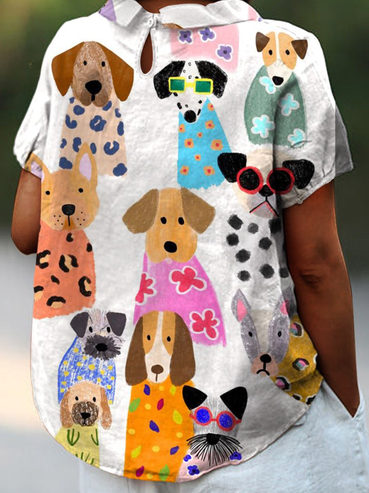 Tilly | Verspielte Bluse mit Hundeprint