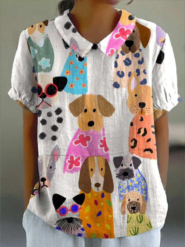 Tilly | Verspielte Bluse mit Hundeprint