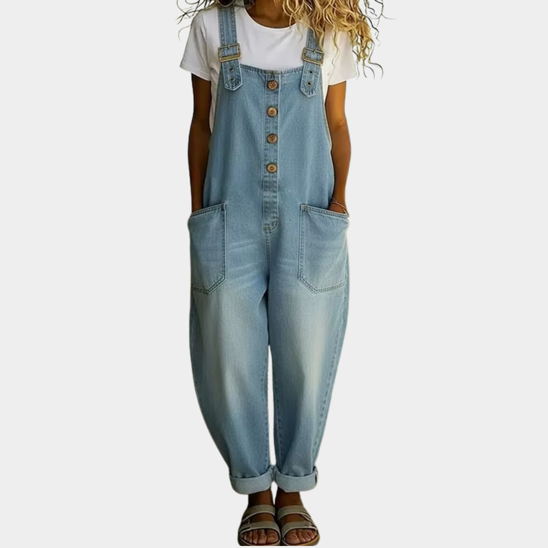 Joan | Kurze Vintage-Latzhose aus Baumwoll-Denim