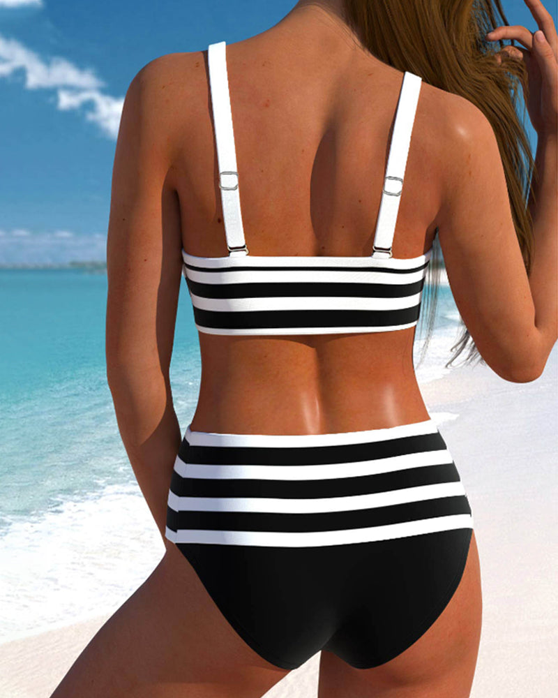Lula | Gestreifter High-Waist-Bikini