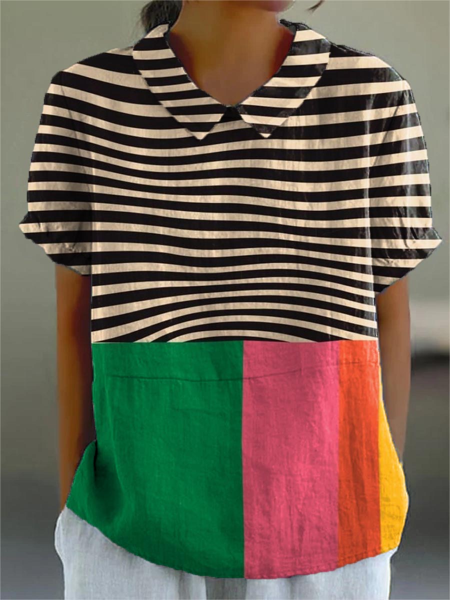 Eva | Elegante Colorblock-Streifenbluse