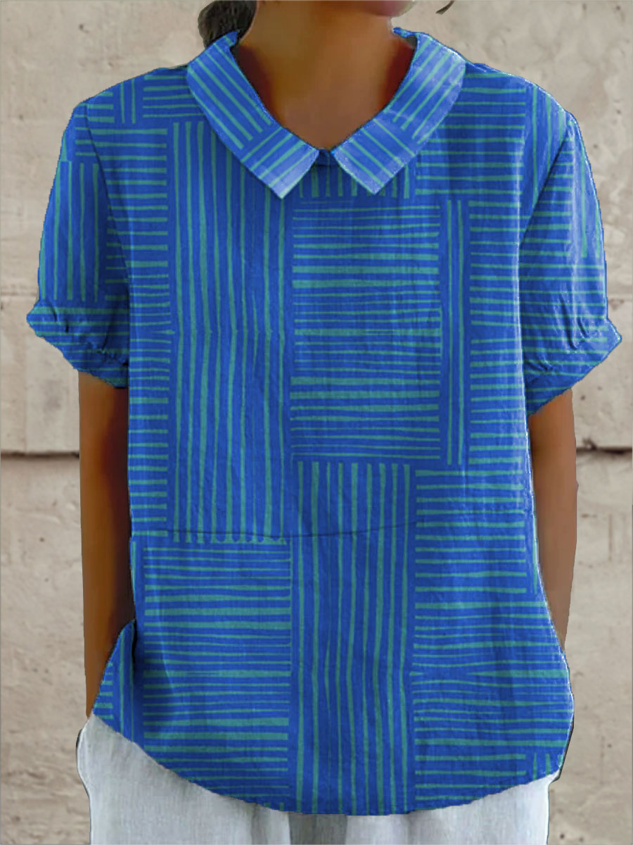 Mila | Blau gestreifte Bluse