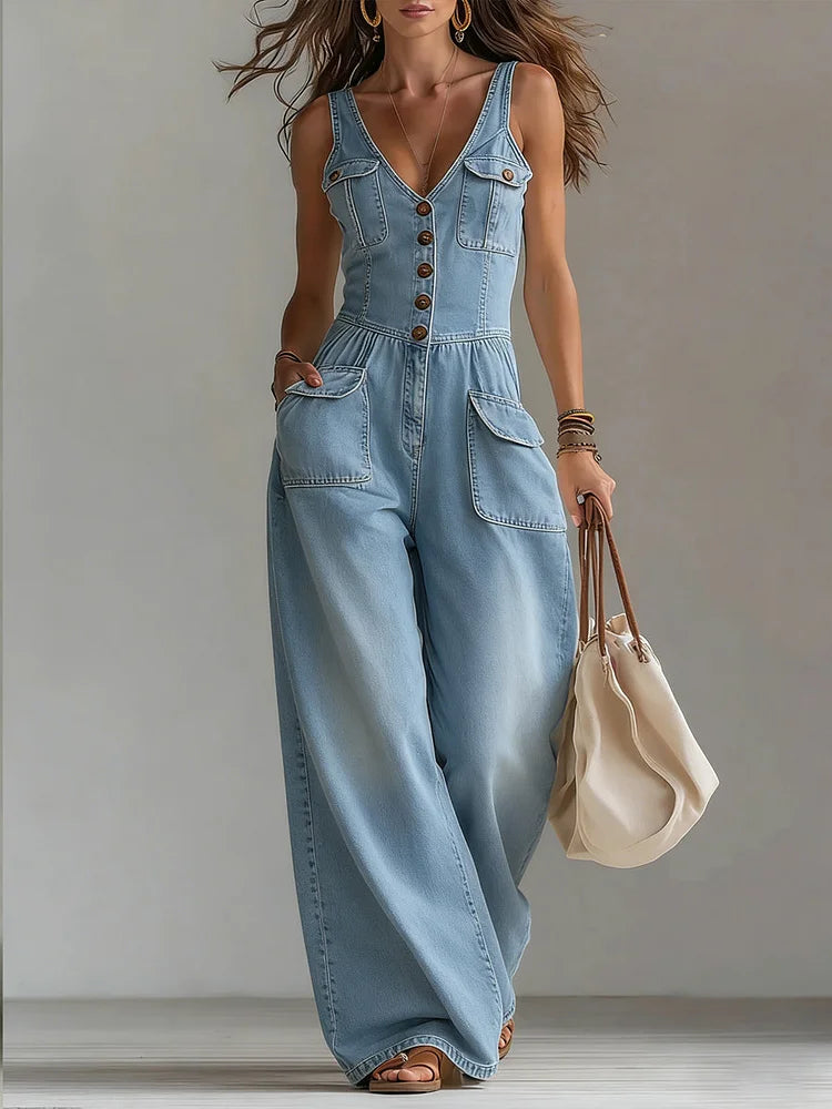 Melissa | Denimkleid mit Rundhalsausschnitt und langen Ärmeln