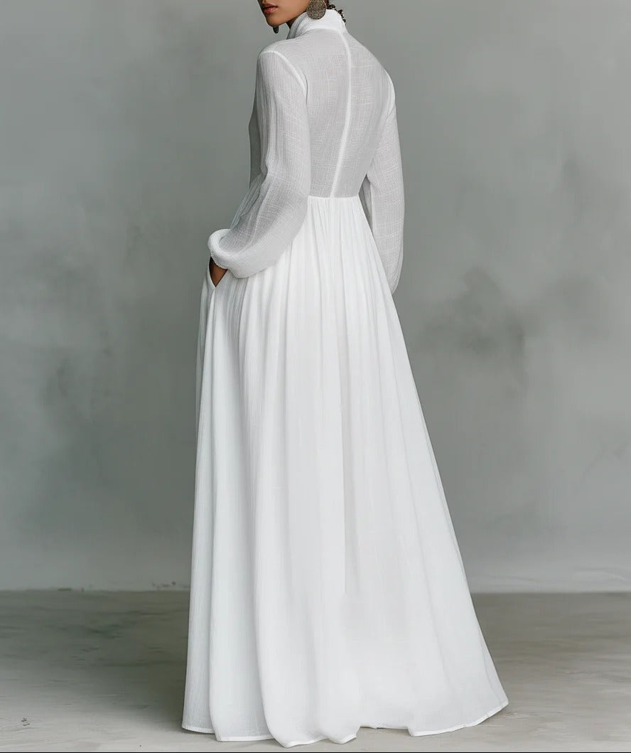 Selene | Fließendes Maxikleid mit Knopfleiste vorne