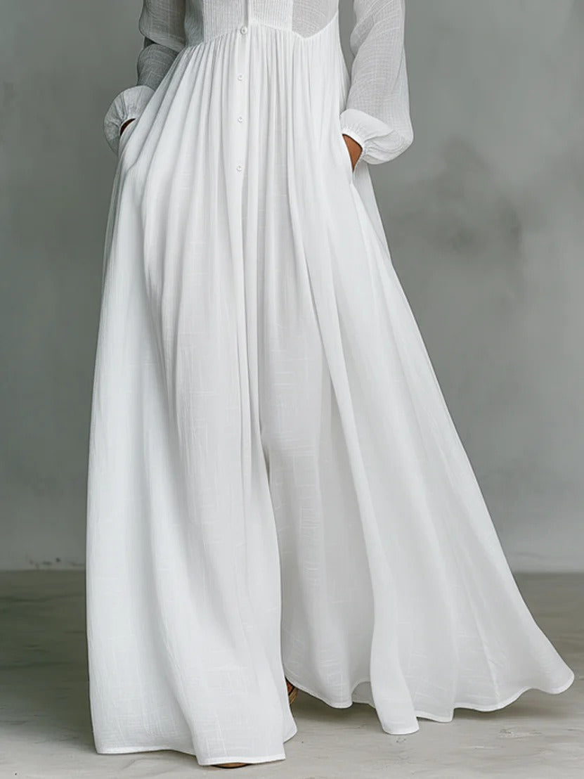 Selene | Fließendes Maxikleid mit Knopfleiste vorne