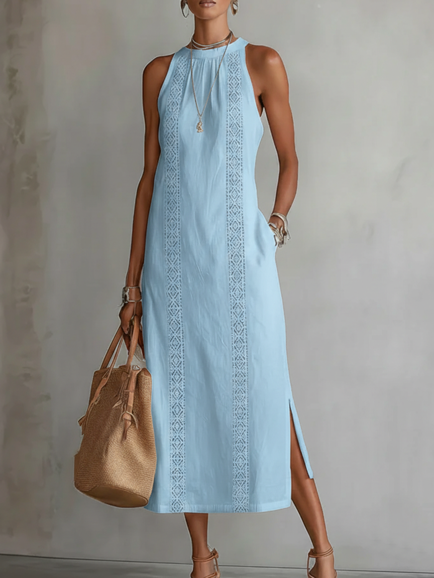 Celine | Ärmelloses Midikleid mit Spitzendetails