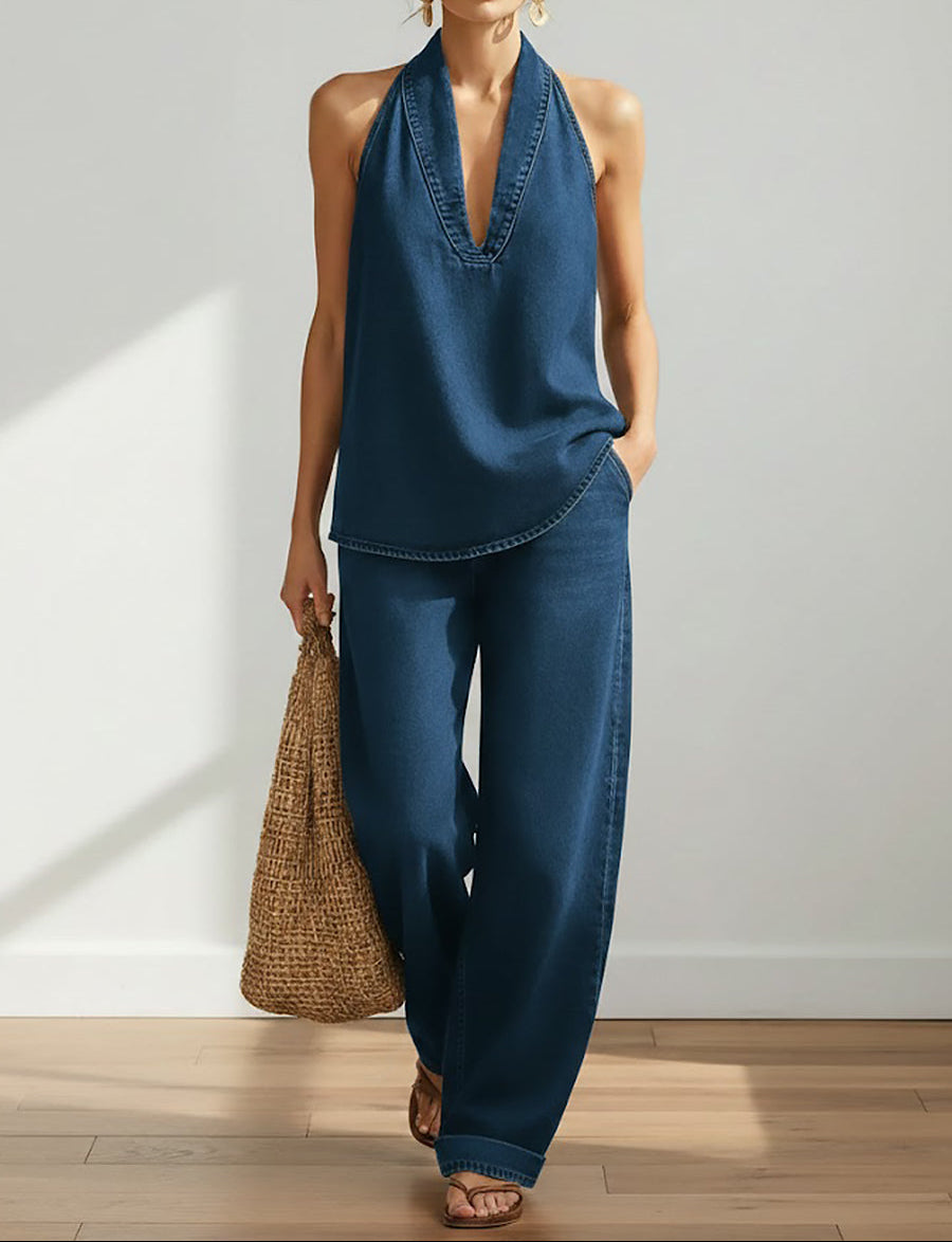 Julia | Denimkleid mit Vintage-Spitzendetails