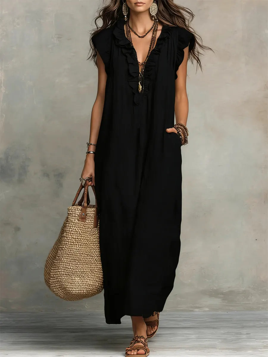 Sienna | Boho-Maxikleid mit Rüschen