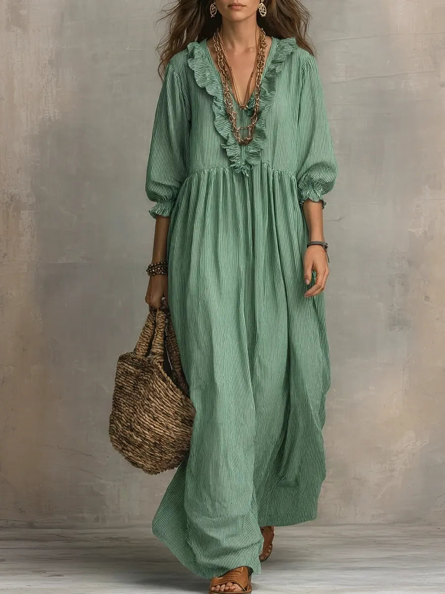 Elowen | Boho-Maxikleid mit langen Ärmeln
