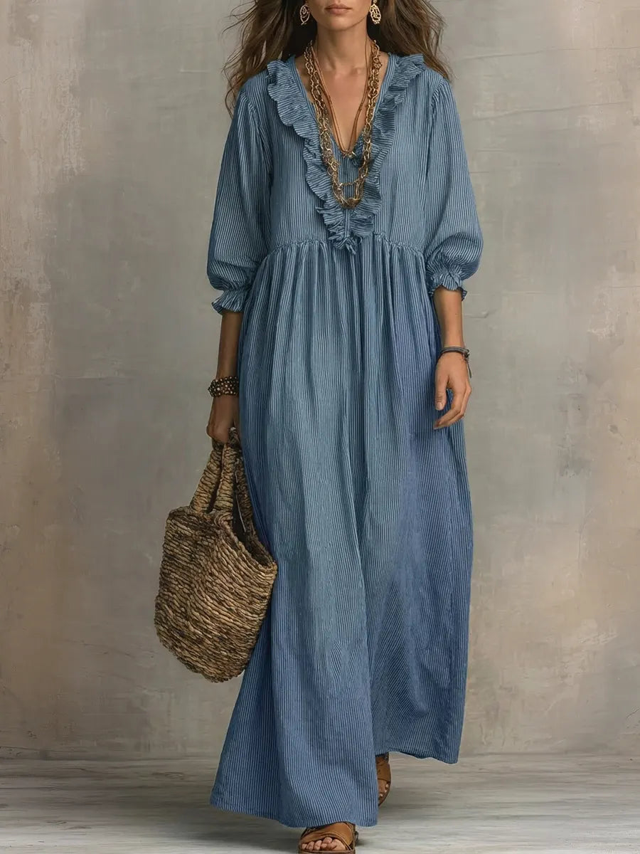 Elowen | Boho-Maxikleid mit langen Ärmeln