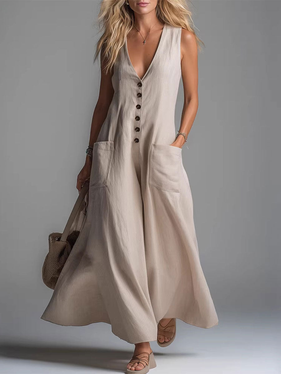 Noa | Fließendes Maxikleid mit Knopfleiste