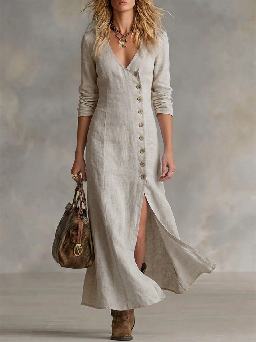 Elara | Maxikleid mit Knopfleiste