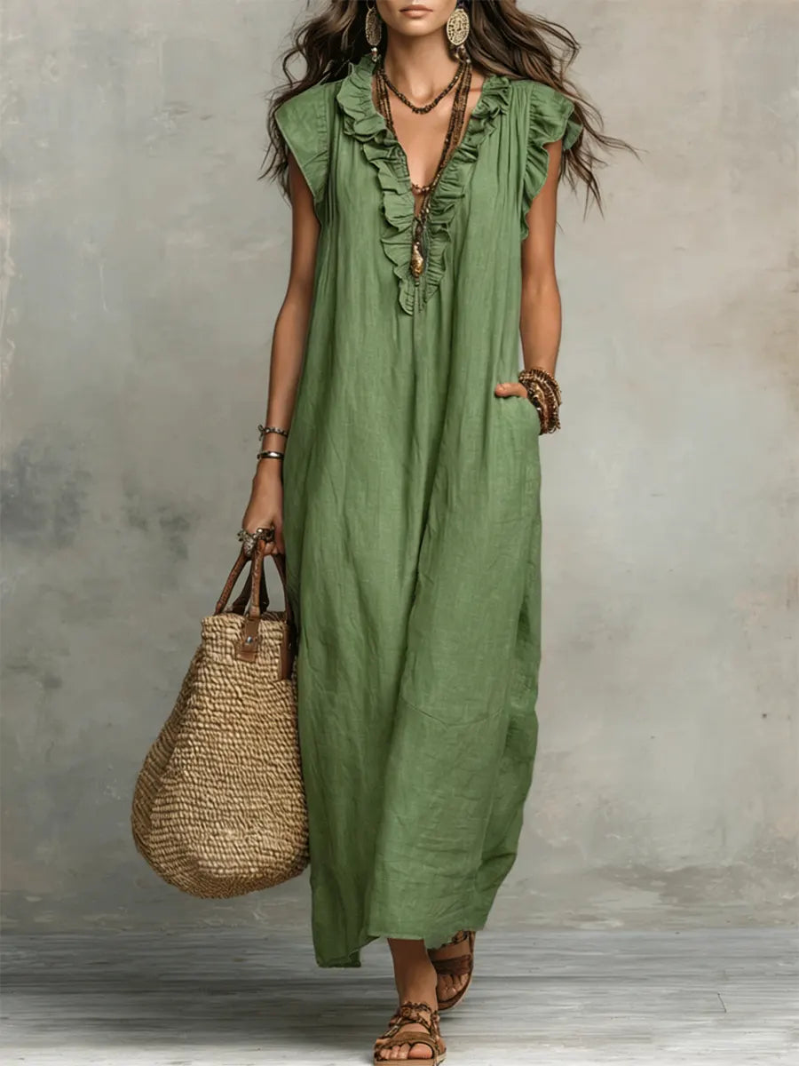Sienna | Boho-Maxikleid mit Rüschen