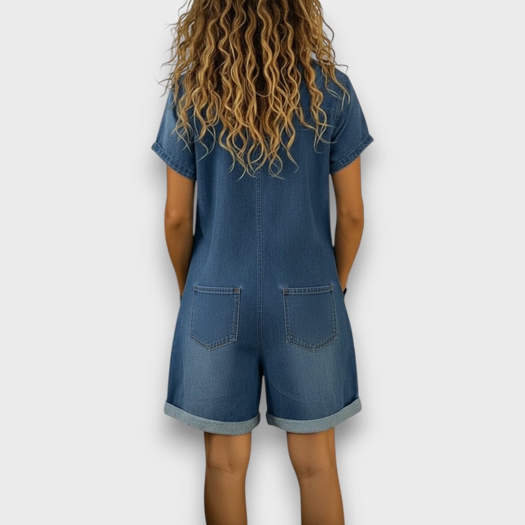 Elena | Langärmeliger schulterfreier Jumpsuit