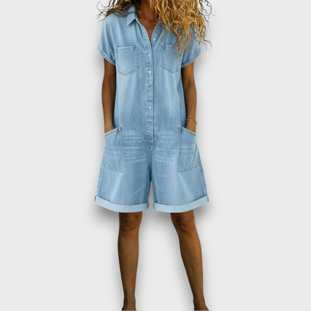 Elena | Langärmeliger schulterfreier Jumpsuit