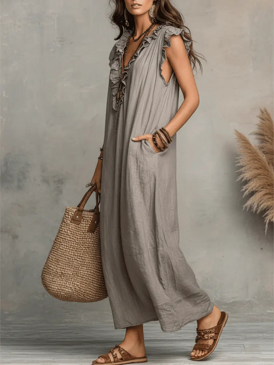 Sienna | Boho-Maxikleid mit Rüschen