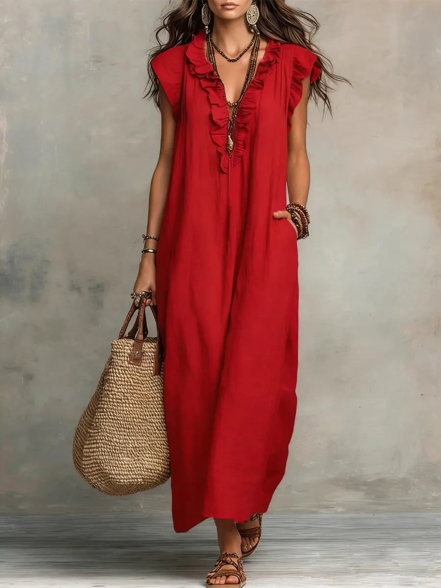 Sienna | Boho-Maxikleid mit Rüschen