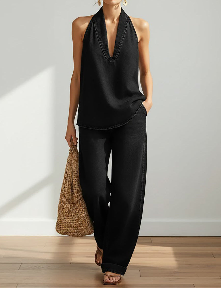 Julia | Denimkleid mit Vintage-Spitzendetails