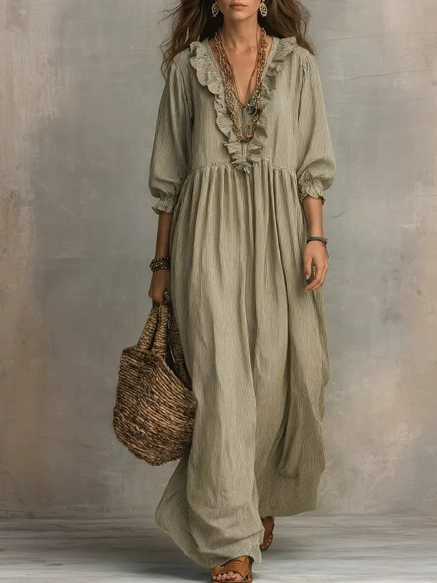 Elowen | Boho-Maxikleid mit langen Ärmeln