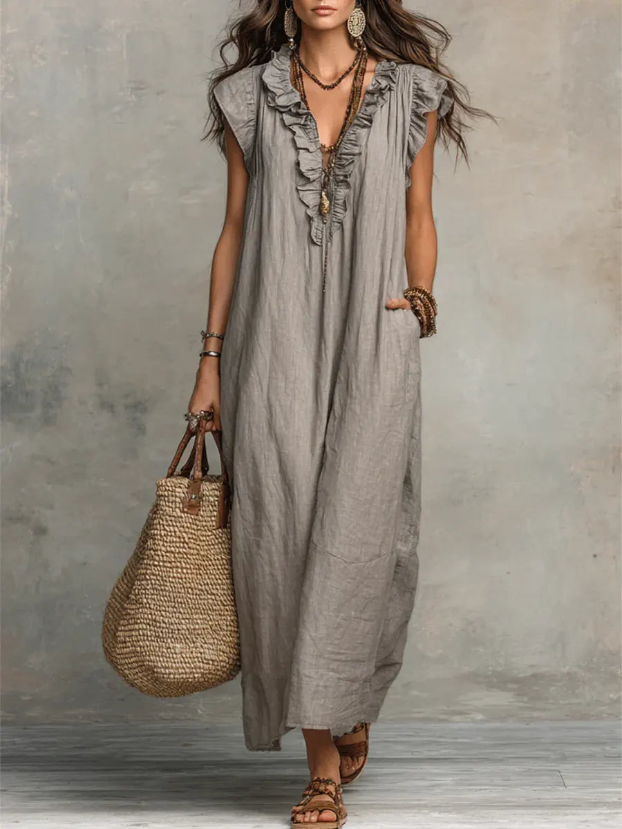 Sienna | Boho-Maxikleid mit Rüschen