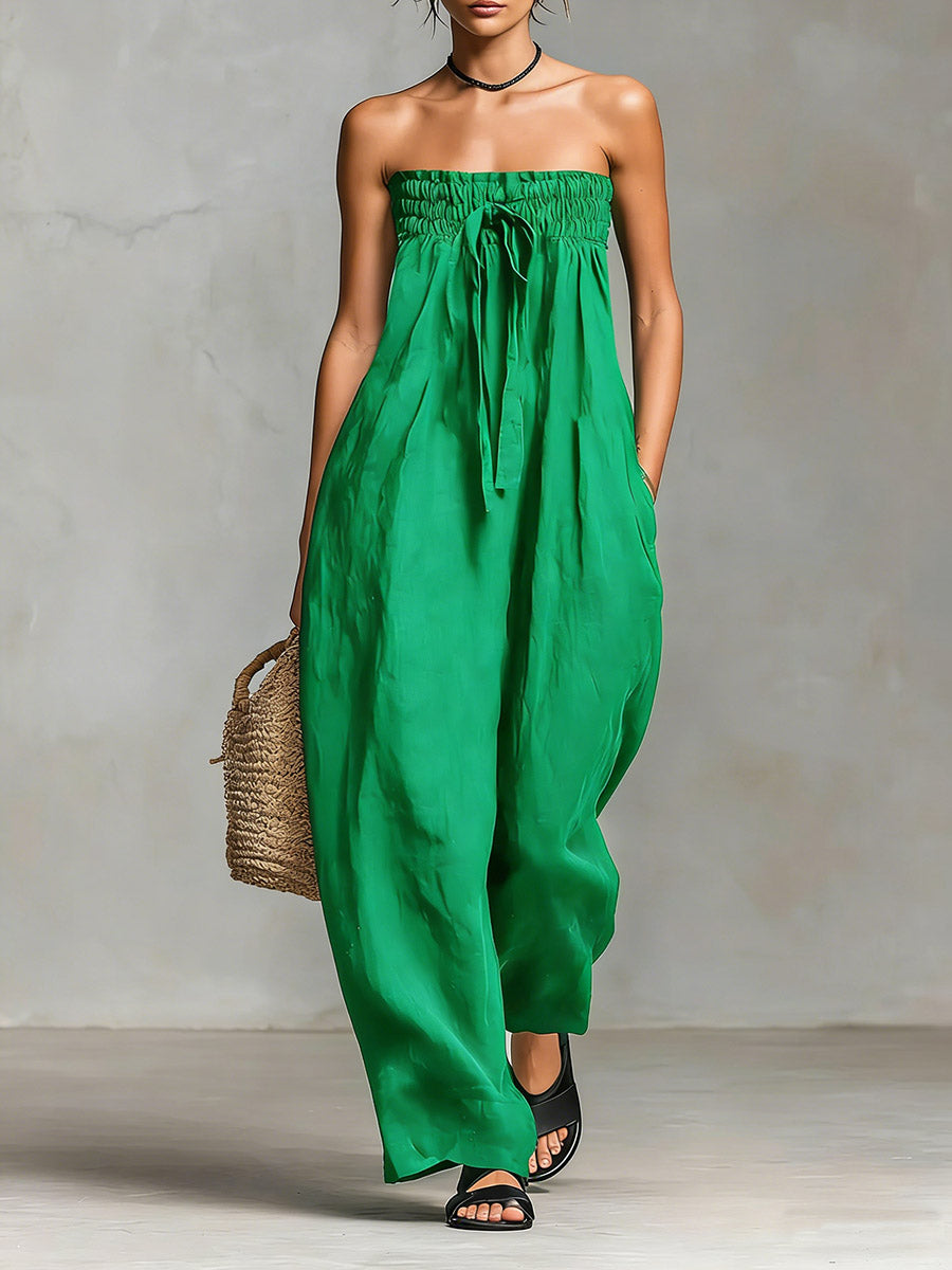 Nova | Trägerloses fließendes Maxikleid