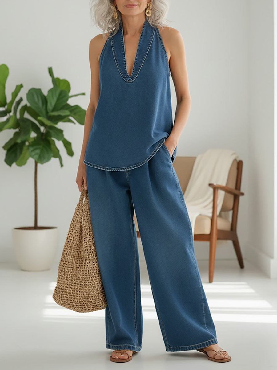 Julia | Denimkleid mit Vintage-Spitzendetails