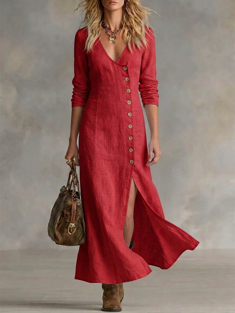 Elara | Maxikleid mit Knopfleiste