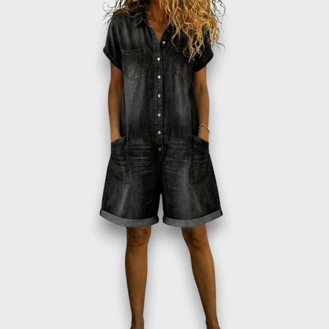 Elena | Langärmeliger schulterfreier Jumpsuit