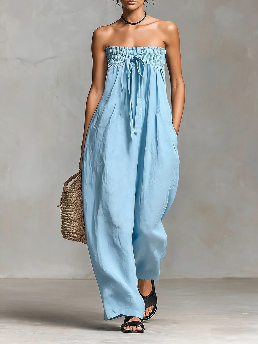 Nova | Trägerloses fließendes Maxikleid