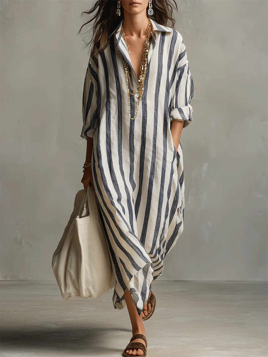 Liora | Gestreiftes Oversize-Maxikleid