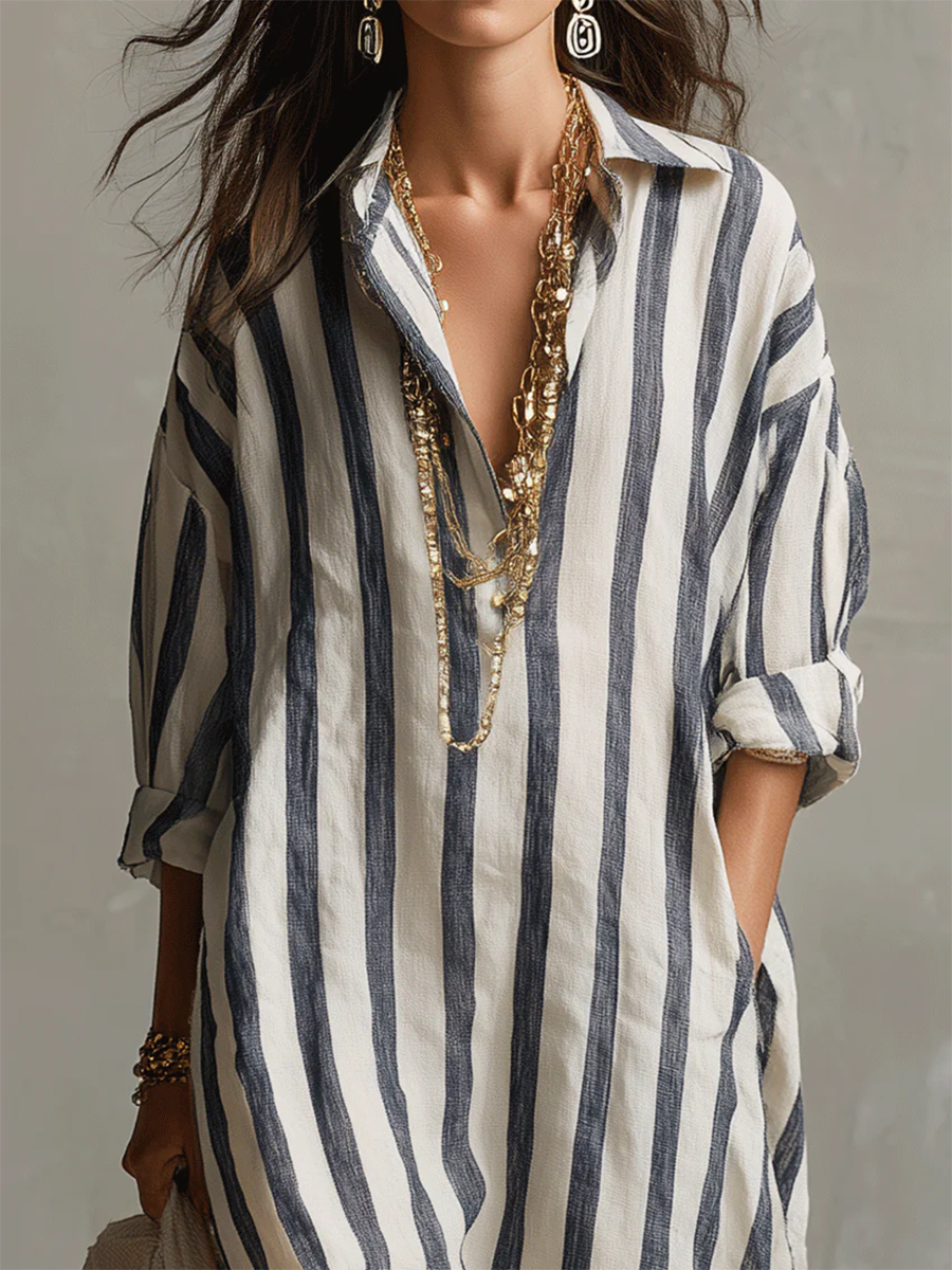 Liora | Gestreiftes Oversize-Maxikleid